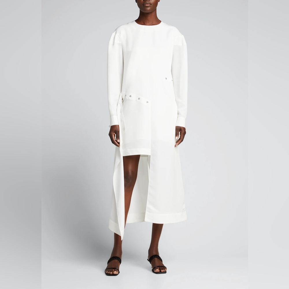 Tibi Fabienne Ecoupe Asymmetric Flap Snap Dress